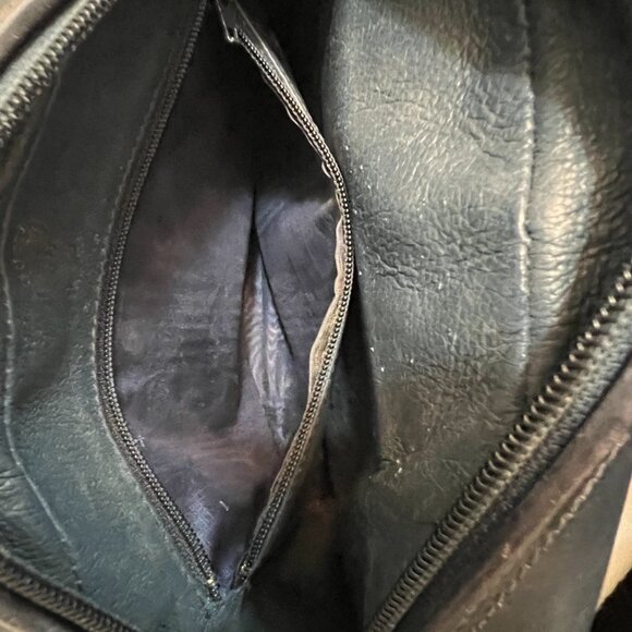 Vintage Gucci GG Monogram Navy Canvas Leather Crossbody Bag Red Trim Logo Italy - Picture 7 of 12